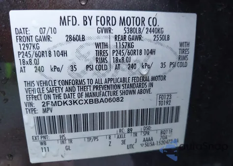 2011 Ford Edge Limited z USA, uszkodzony, nr VIN 2FMDK3KCXBBA06082